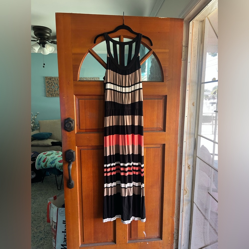 Robbie Bee Multicolor Striped Maxi Dress